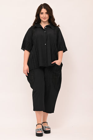 Camicia sangallo coda - Nero