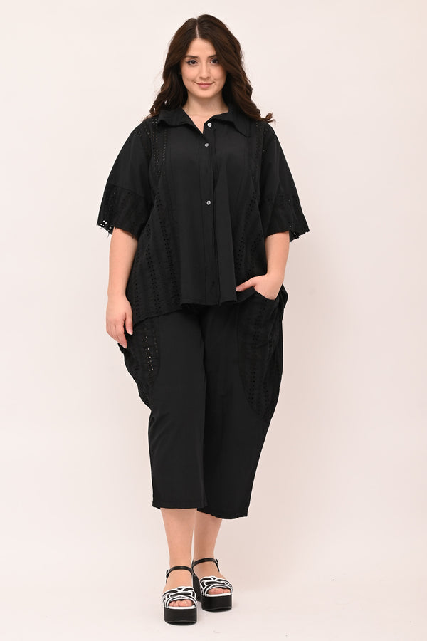 Camicia sangallo coda - Nero