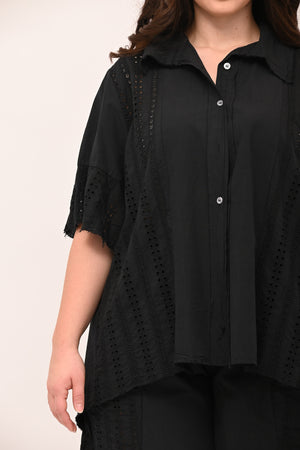 Camicia sangallo coda - Nero