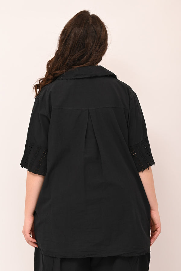 Camicia sangallo coda - Nero