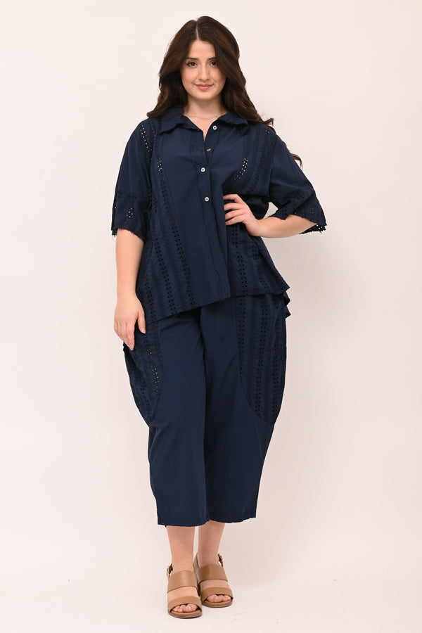 Camicia sangallo coda - Blu