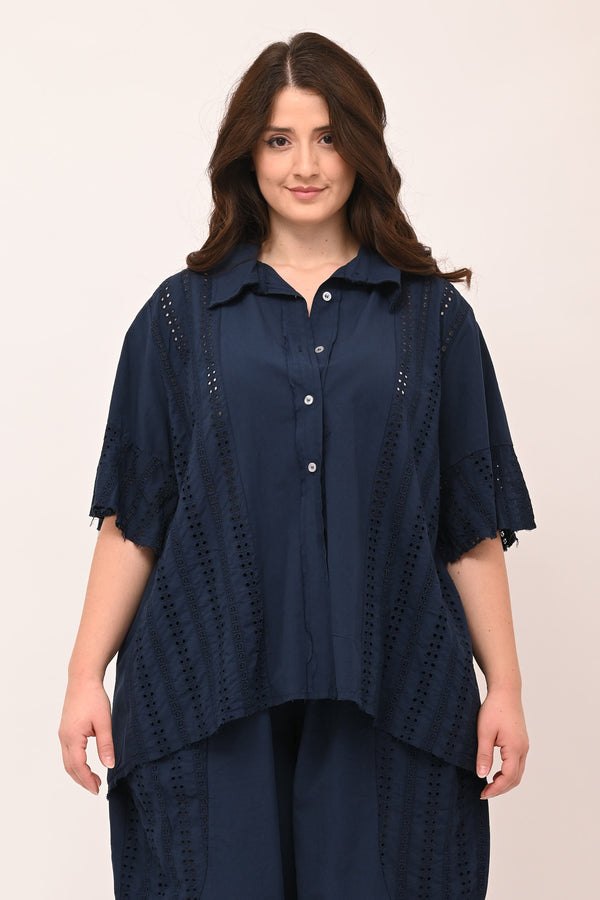 Camicia sangallo coda - Blu