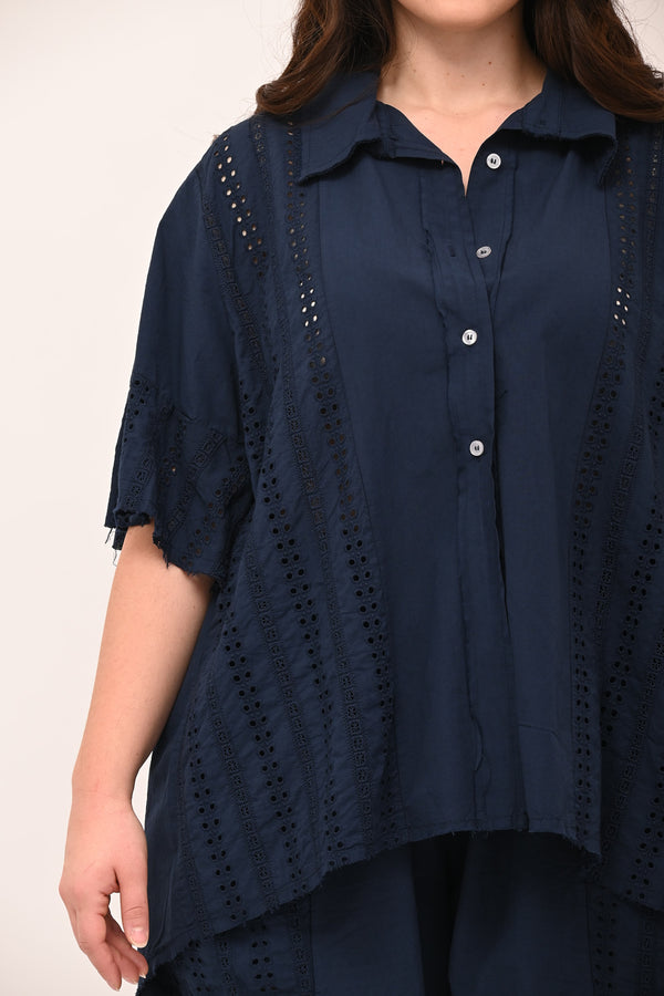 Camicia sangallo coda - Blu