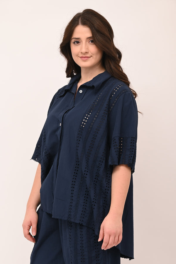 Camicia sangallo coda - Blu