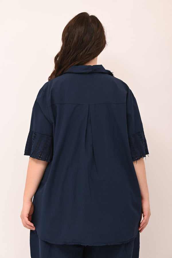 Camicia sangallo coda - Blu
