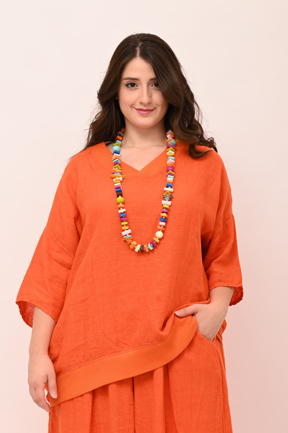 Blusa bordo elastico - Arancione