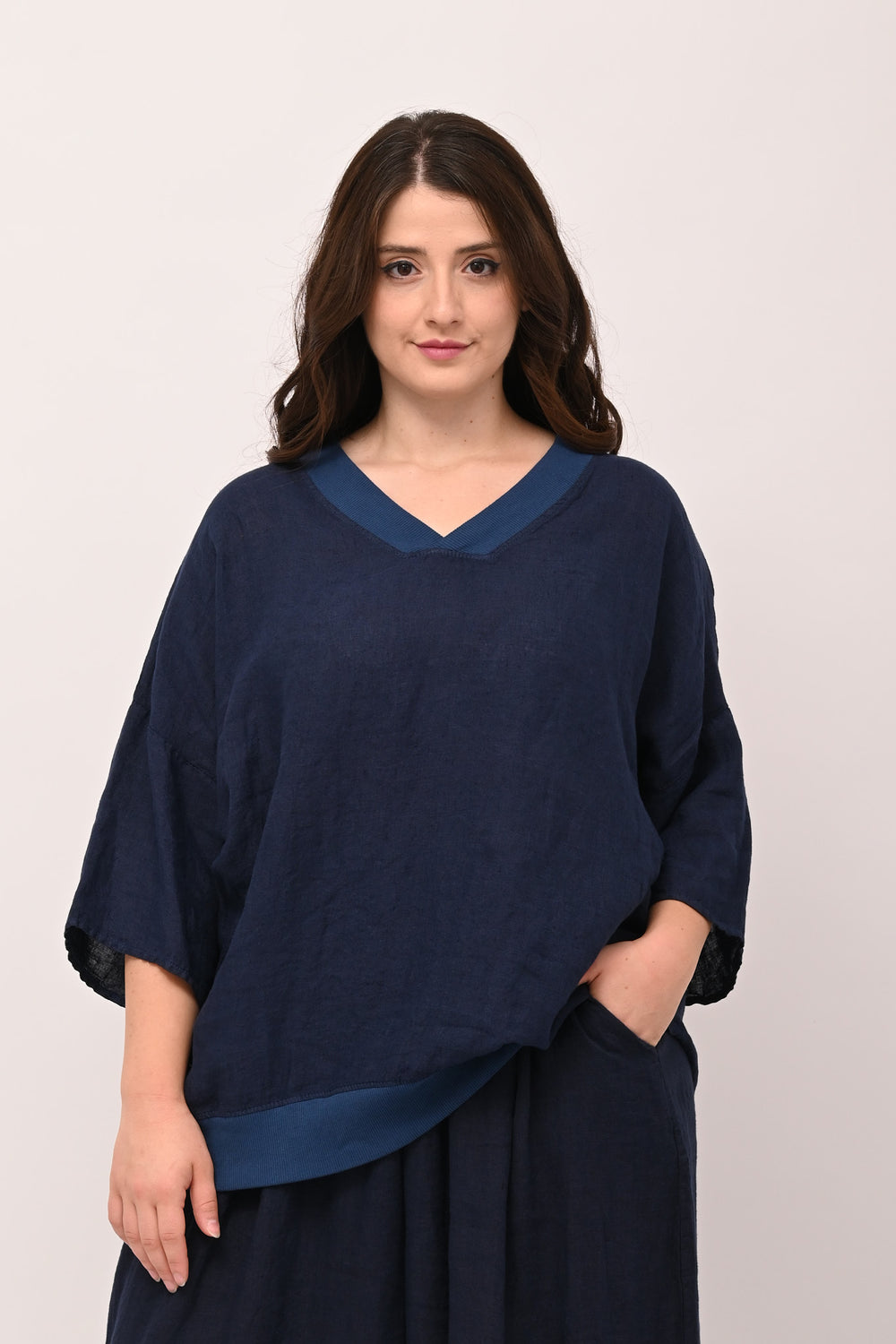 Blusa bordo elastico - Blu