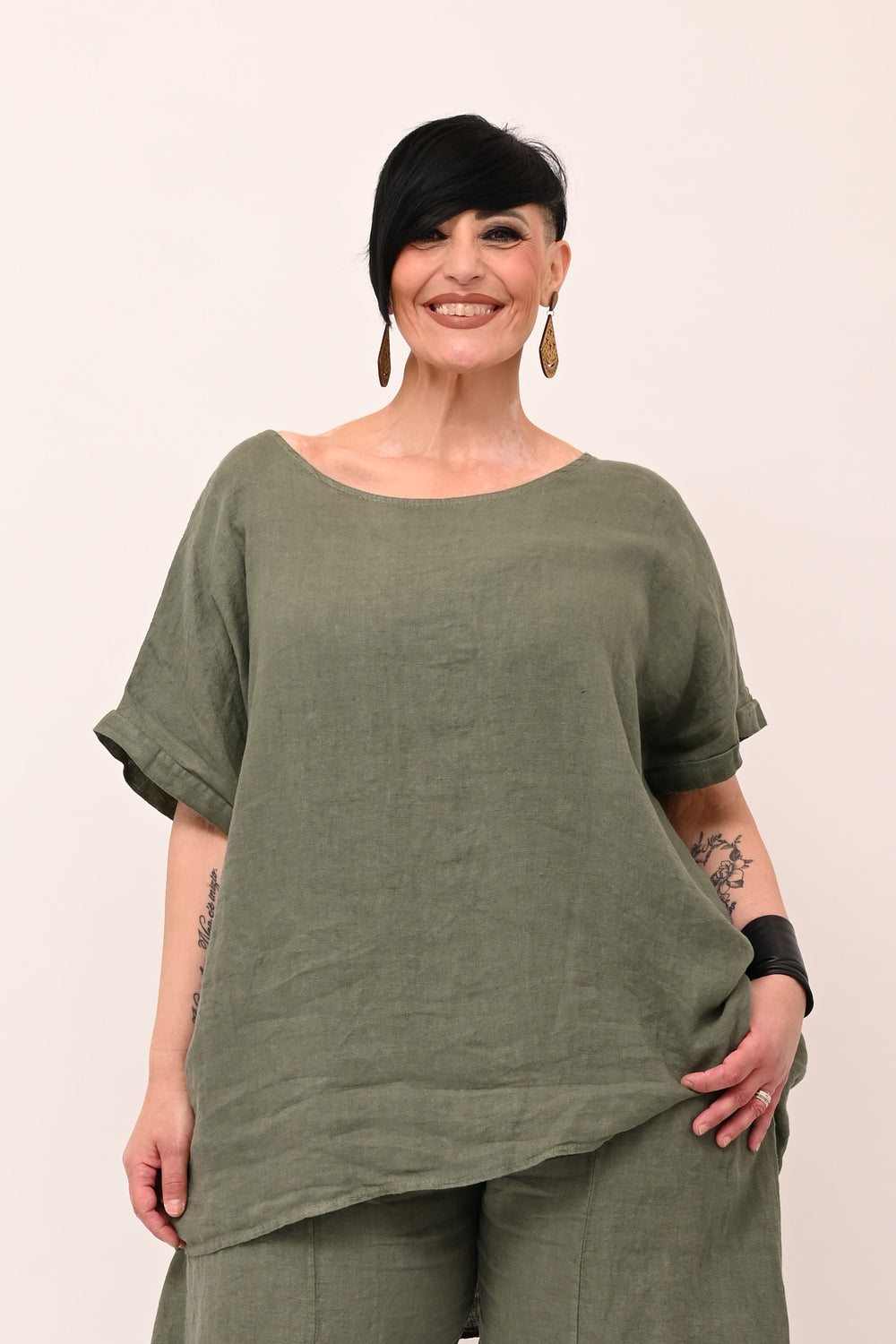 Blusa scollo schiena - Verde militare