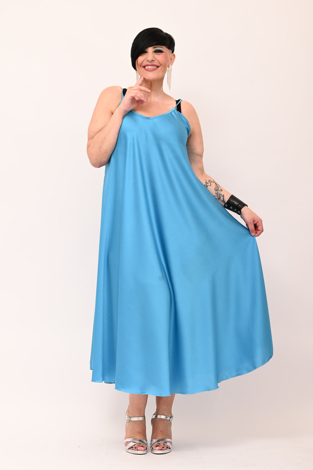 Abito sottoveste raso - Turchese