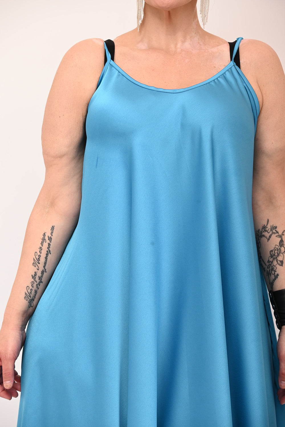Abito sottoveste raso - Turchese