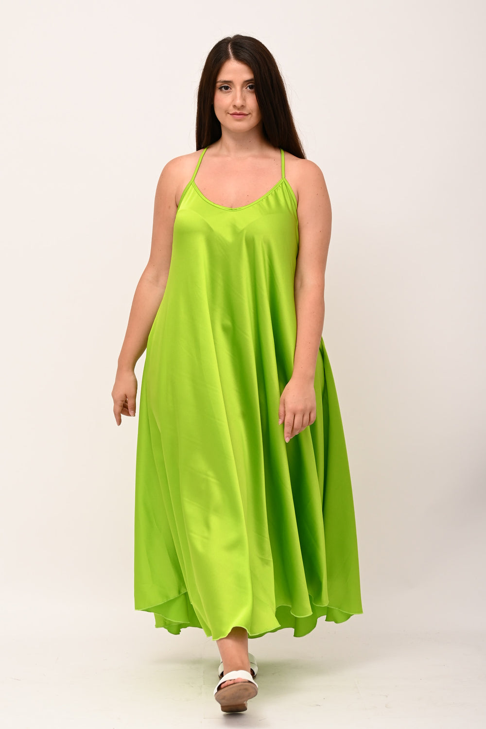Abito sottoveste raso - Verde acido