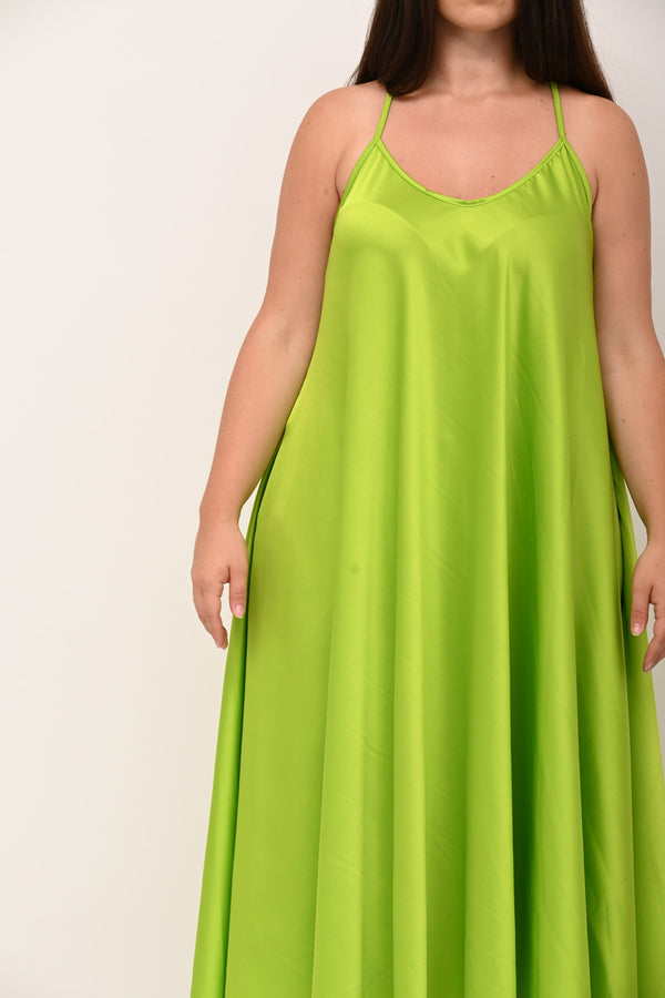 Abito sottoveste raso - Verde acido