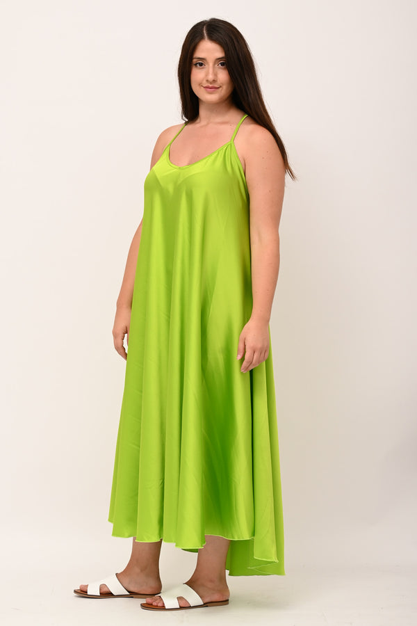 Abito sottoveste raso - Verde acido
