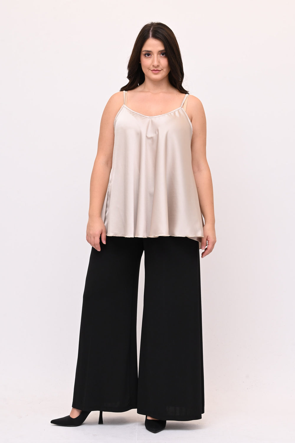 Top raso svasato - Avorio