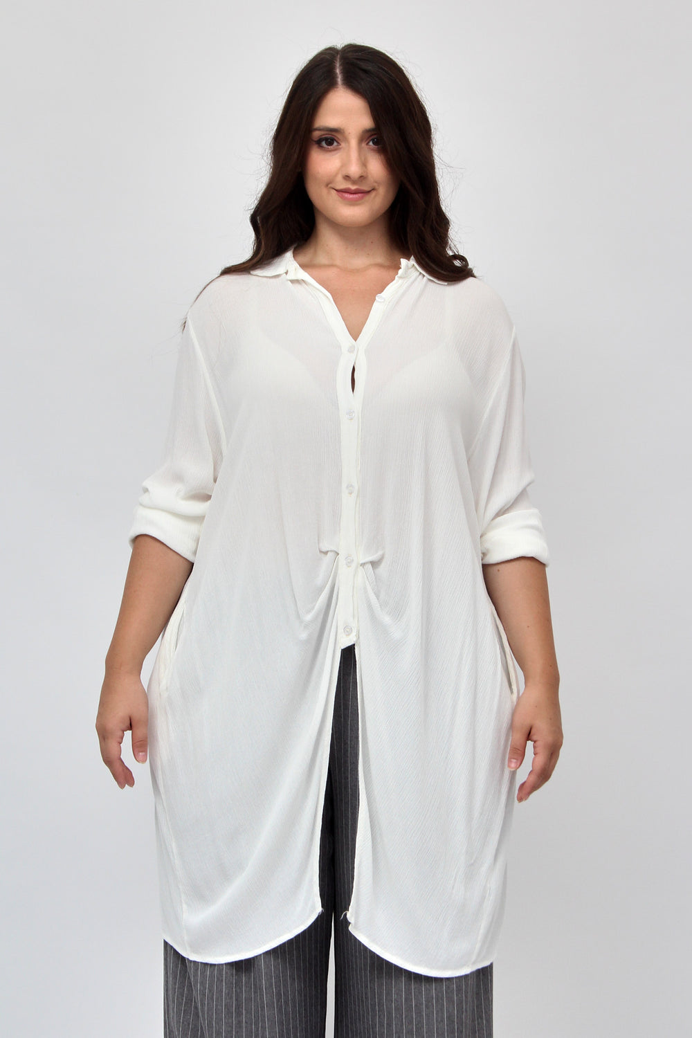Camicia stropiccio bottoni - Burro