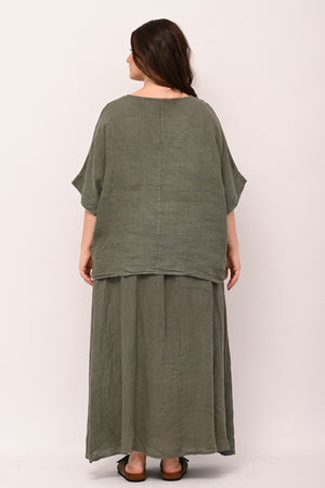 Completo lino fiore - Verde militare