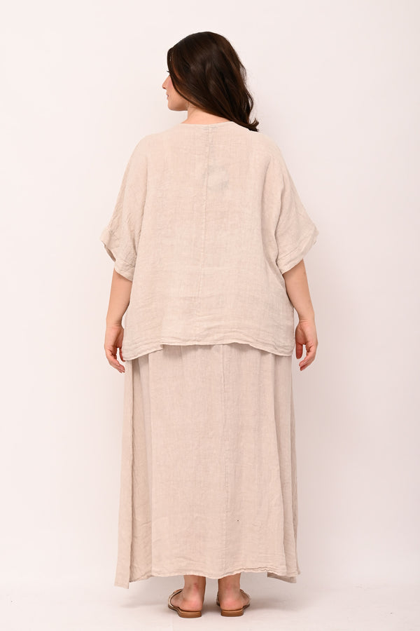 Completo lino fiore - Sabbia
