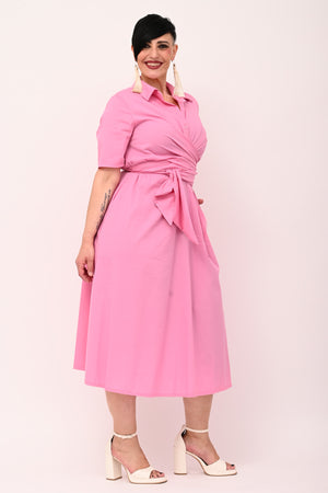 Abito incrocio popeline - Rosa baby