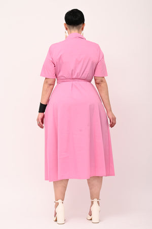 Abito incrocio popeline - Rosa baby