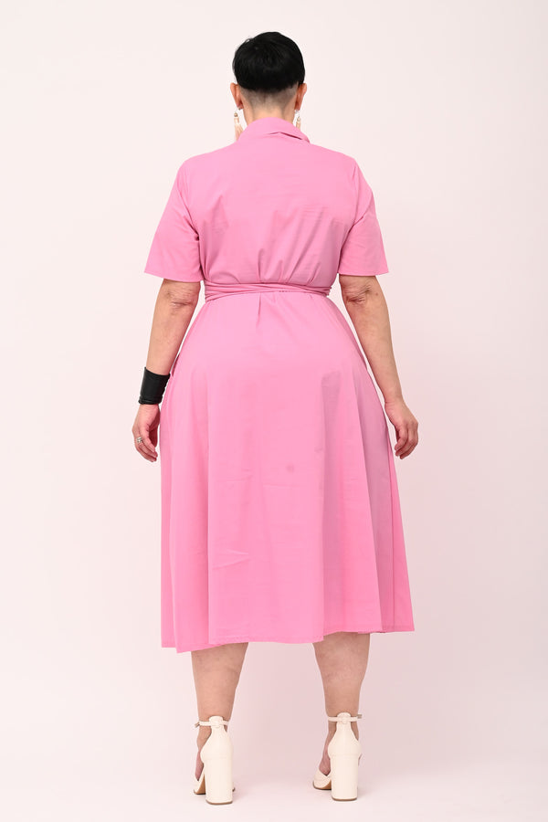 Abito incrocio popeline - Rosa baby