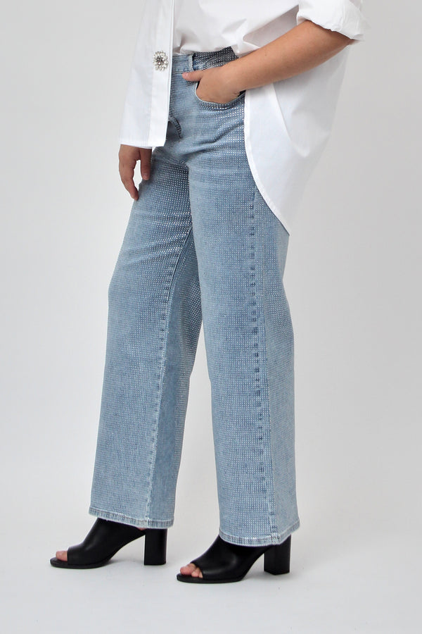 Jeans palazzo strass - Jeans chiaro