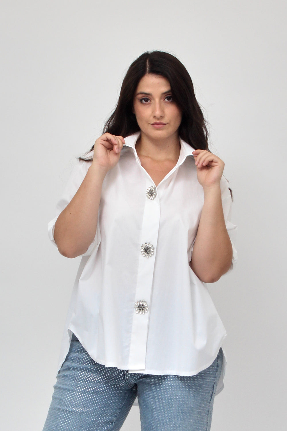 Camicia scatola strass - Bianco