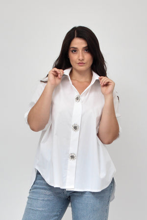 Camicia scatola strass - Bianco