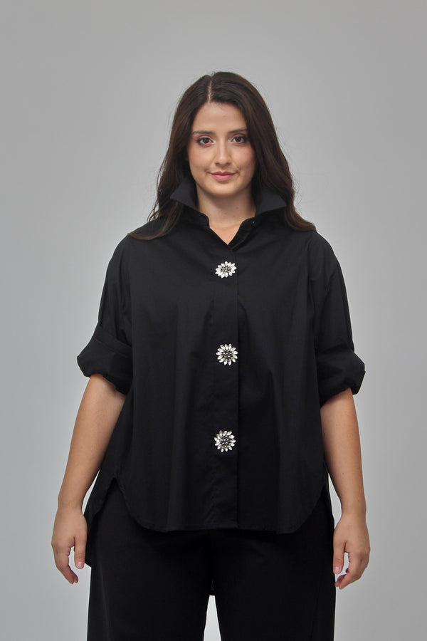 Camicia scatola strass - Nero