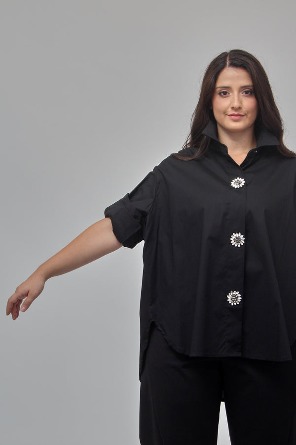 Camicia scatola strass - Nero