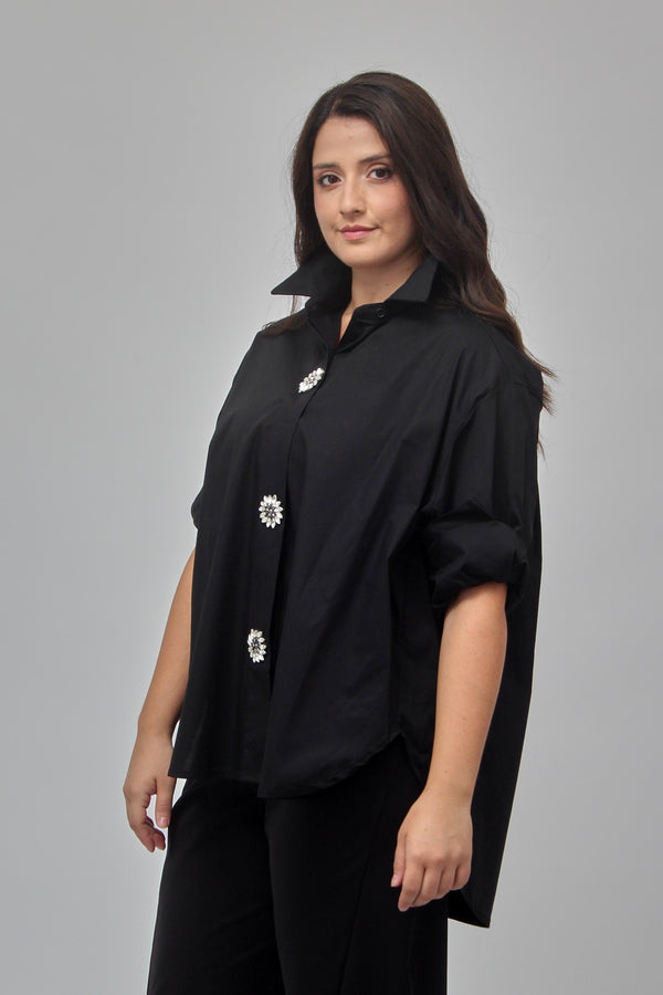 Camicia scatola strass - Nero