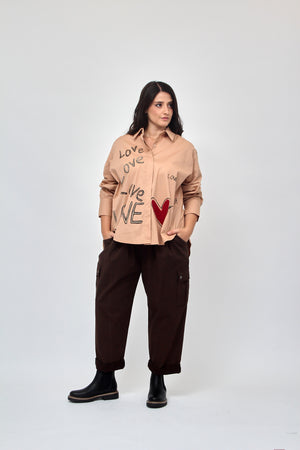 Camicia cuore love - Camel