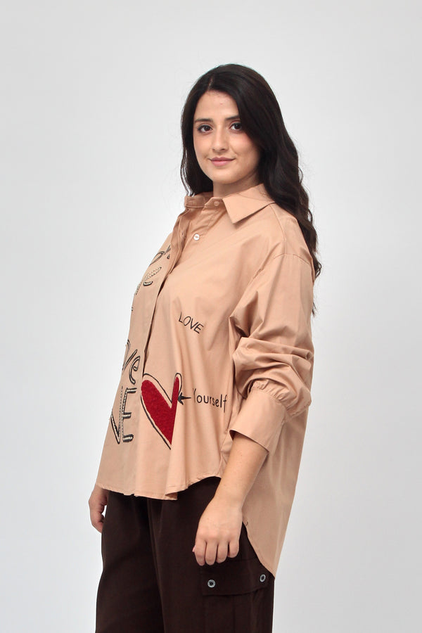 Camicia cuore love - Camel