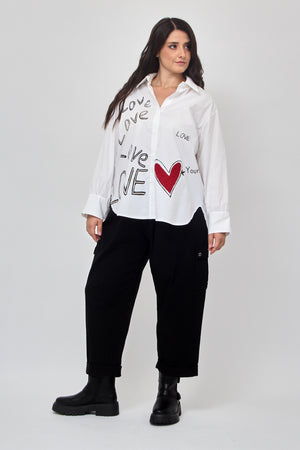 Camicia cuore love - Bianco