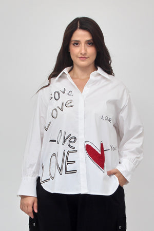 Camicia cuore love - Bianco