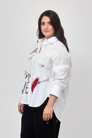 Camicia cuore love - Bianco