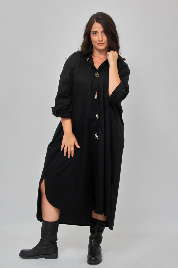 Abito camicia spille - Nero