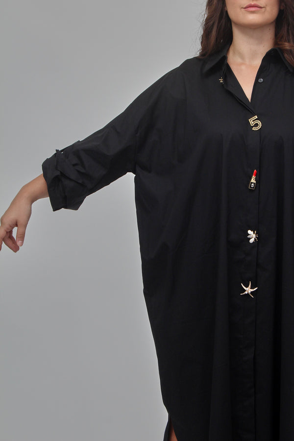 Abito camicia spille - Nero