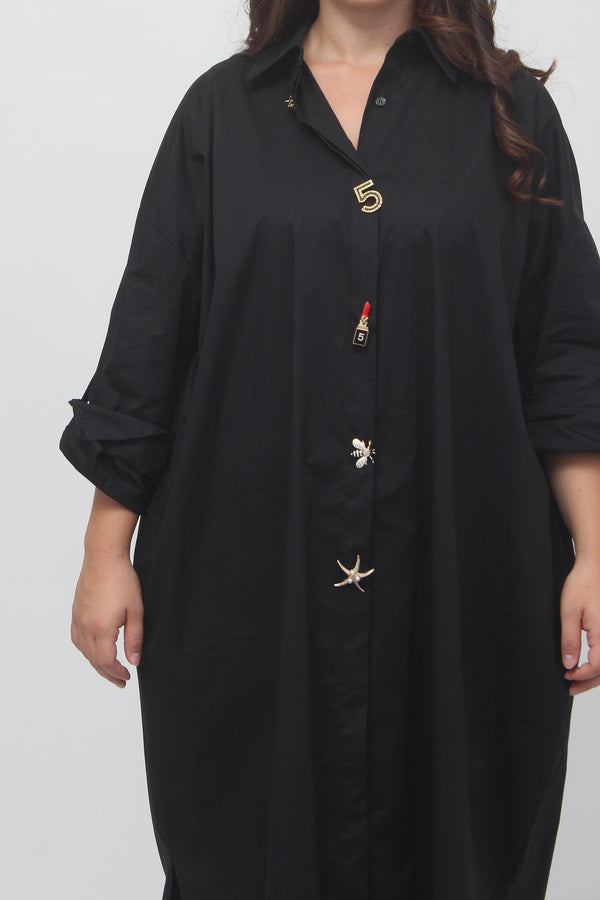 Abito camicia spille - Nero