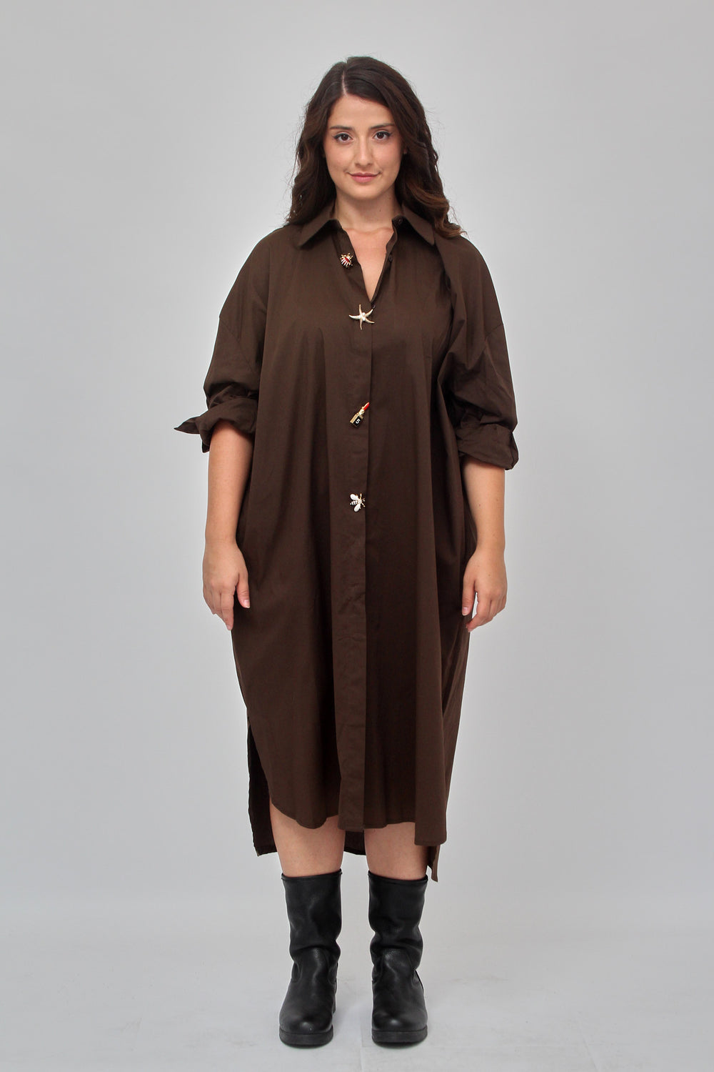 Abito camicia spille - Bruciato