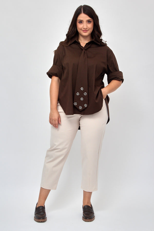 Camicia cravatta strass - Bruciato