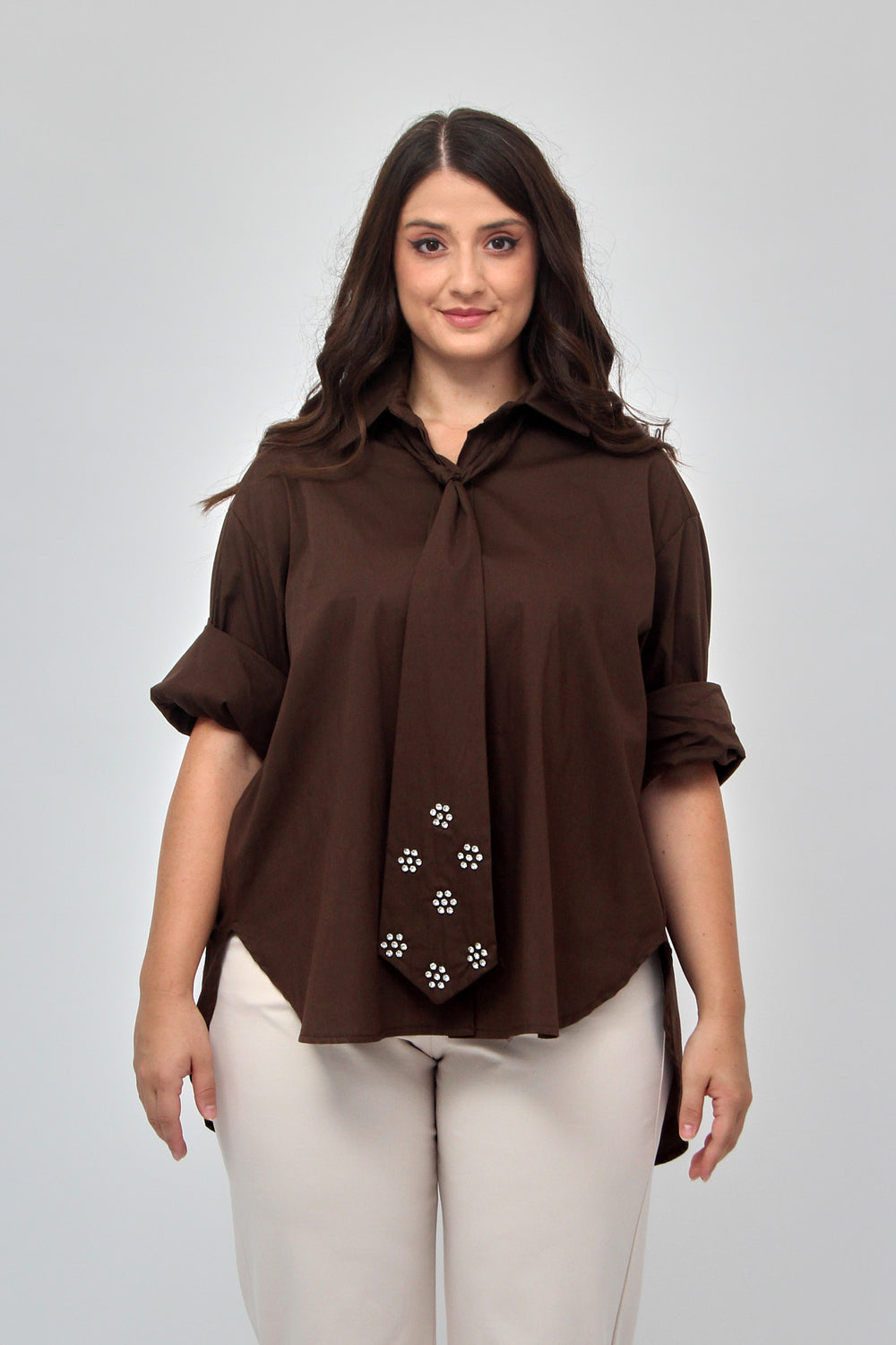 Camicia cravatta strass - Bruciato