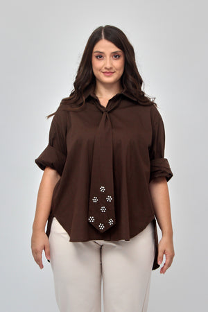 Camicia cravatta strass - Bruciato