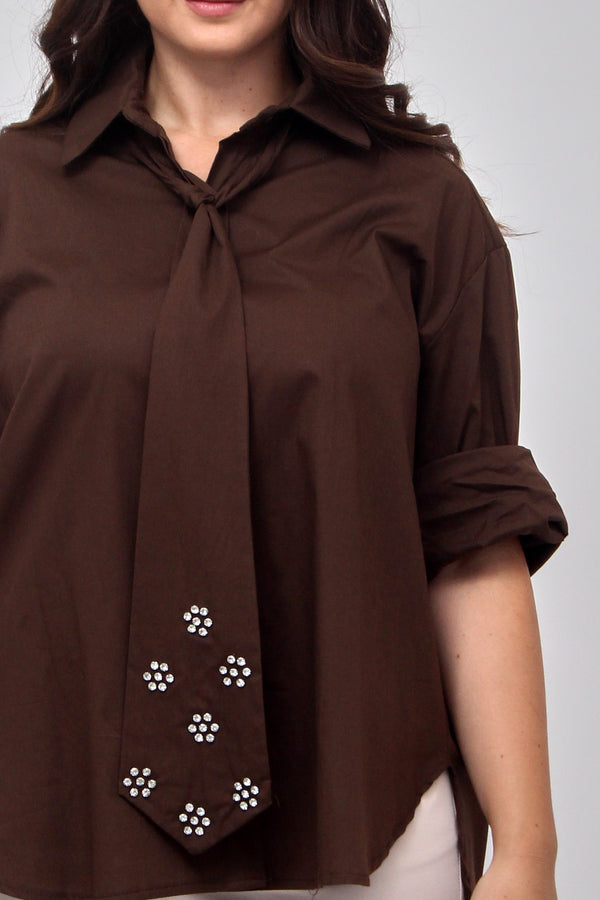 Camicia cravatta strass - Bruciato