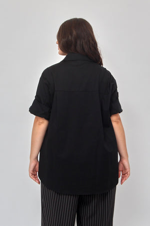 Camicia cravatta strass - Nero
