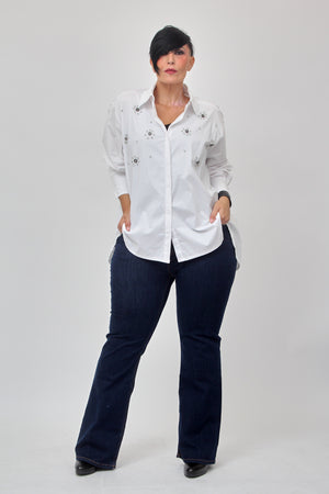Camicia soli strass - Bianco