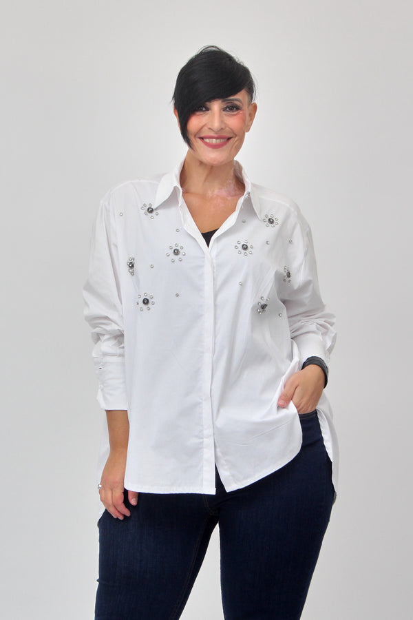 Camicia soli strass - Bianco