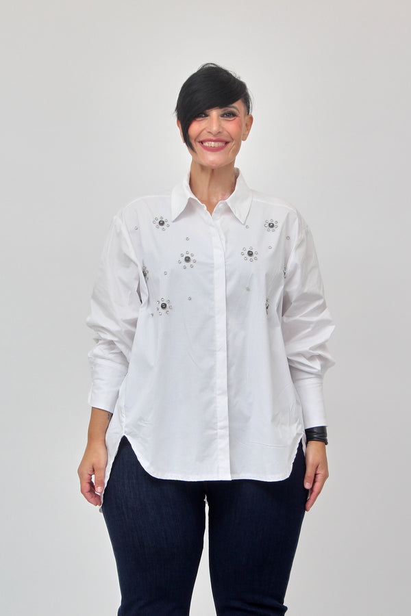 Camicia soli strass - Bianco