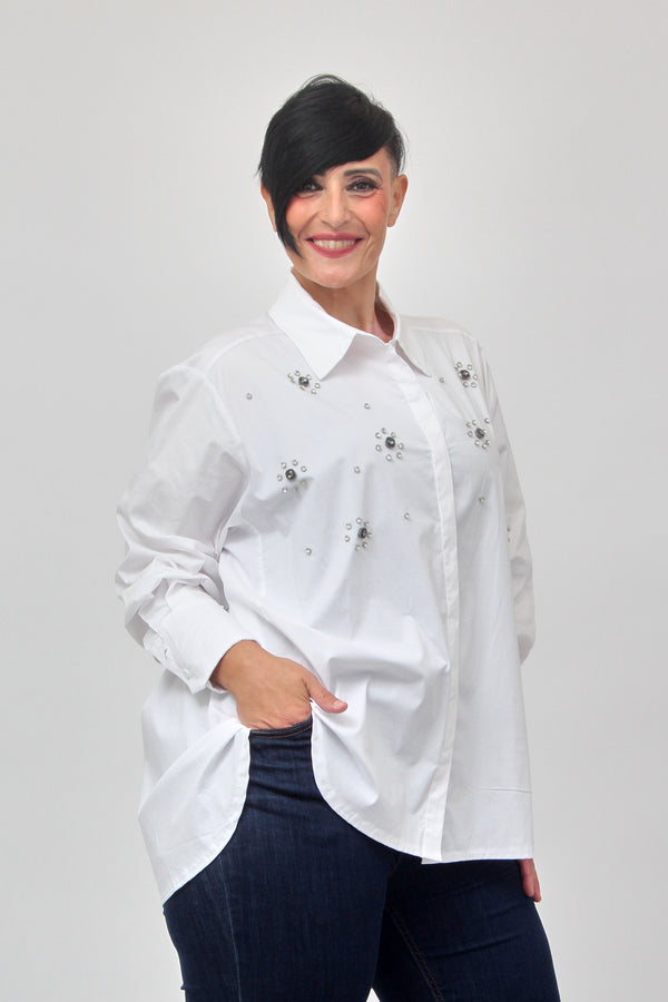 Camicia soli strass - Bianco