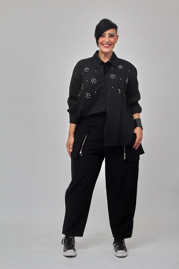 Camicia soli strass - Nero