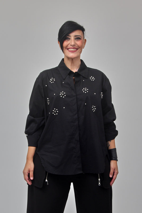 Camicia soli strass - Nero